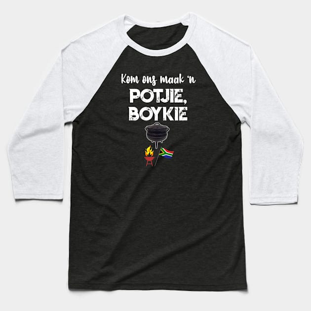 South African Potjie Boykie Funny saffa Baseball T-Shirt by Antzyzzz